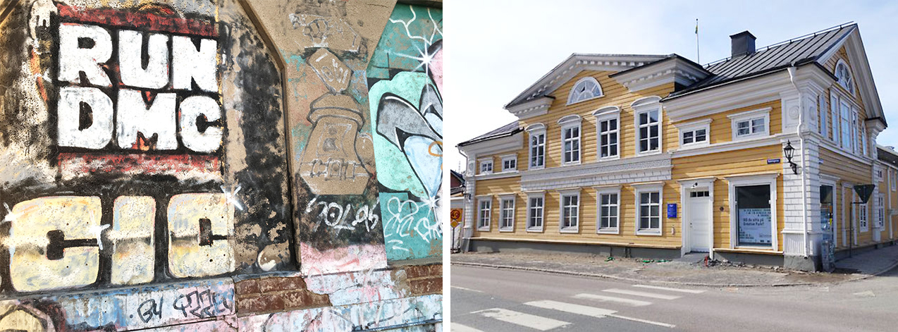 Grafittimålning och Bergströmska gården.