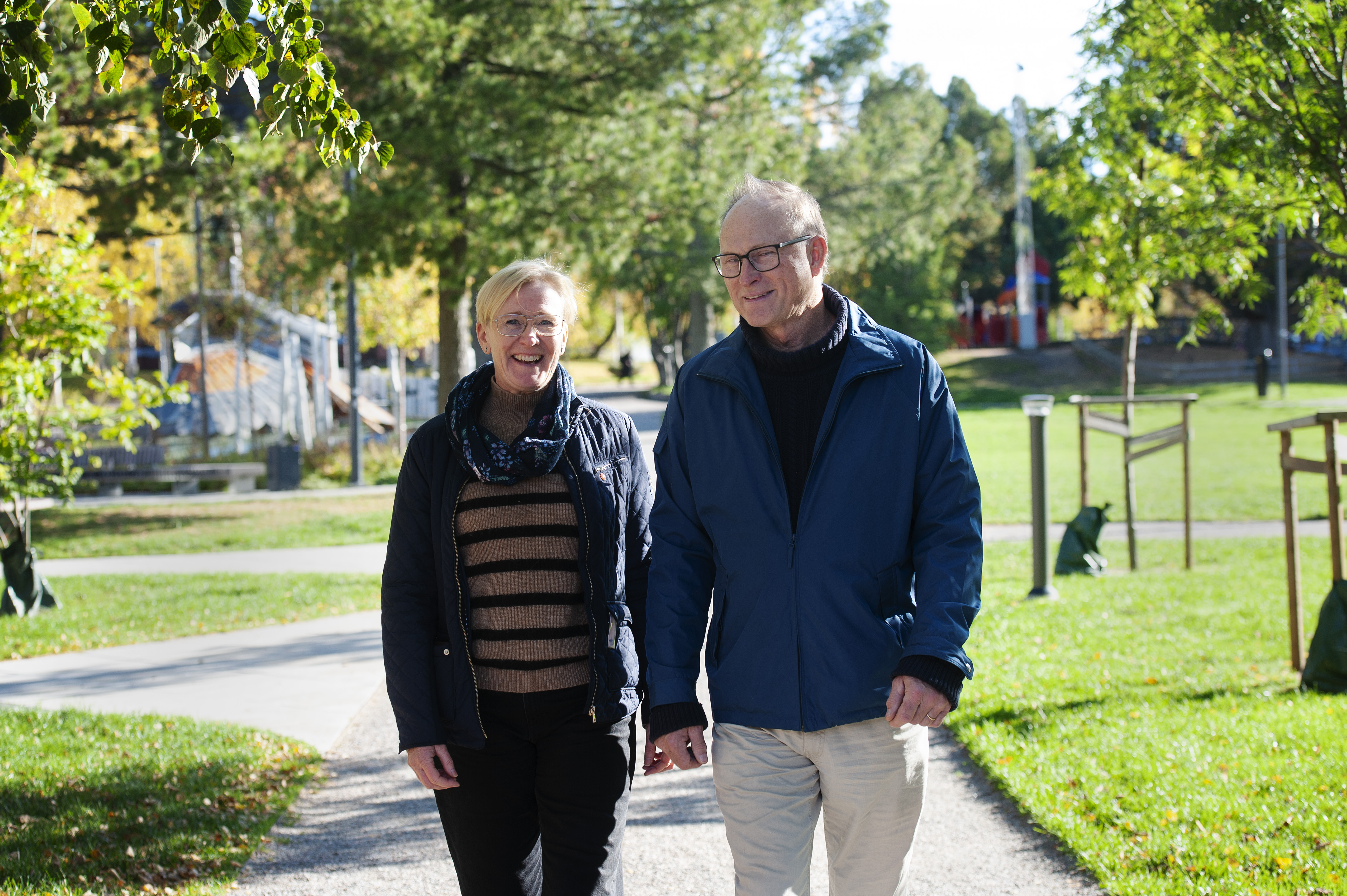 Promenad med upphandlare, Marianne Lundberg och Peter Lindbäck, i stadsparken.