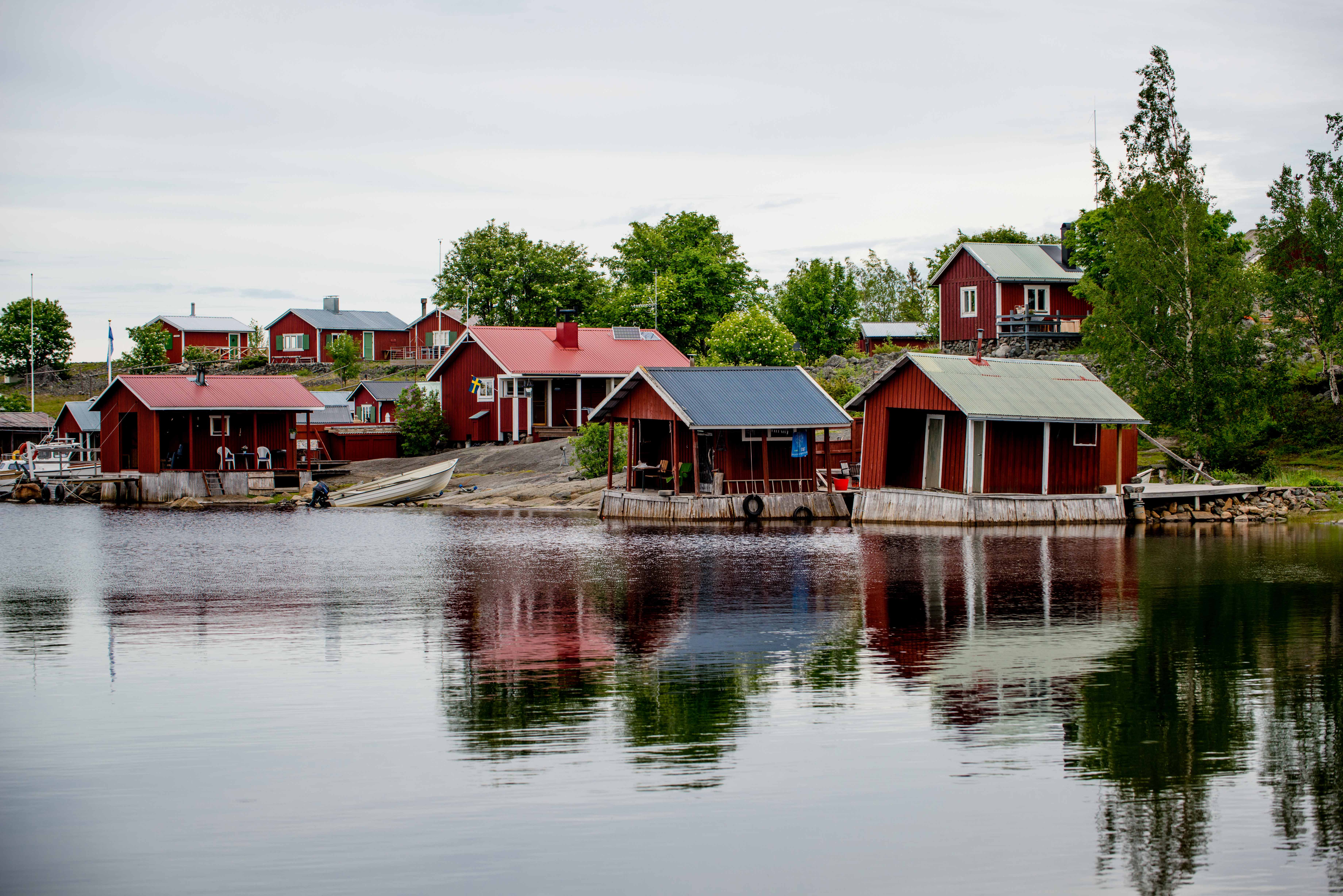 cabins by the water.
