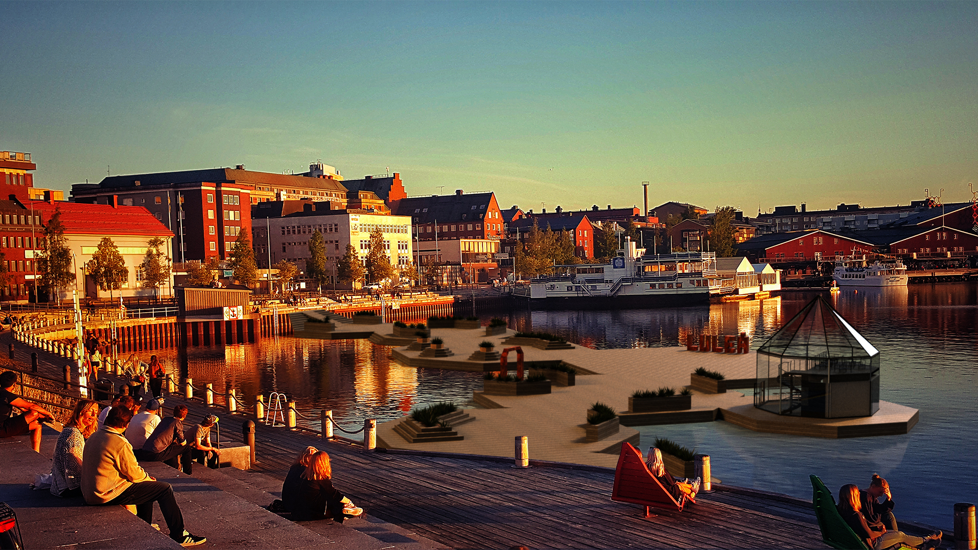 Förslag på en flygbrygga vid Norra hamn presenterades av Fredrik Phil och Rakel Karvonen.