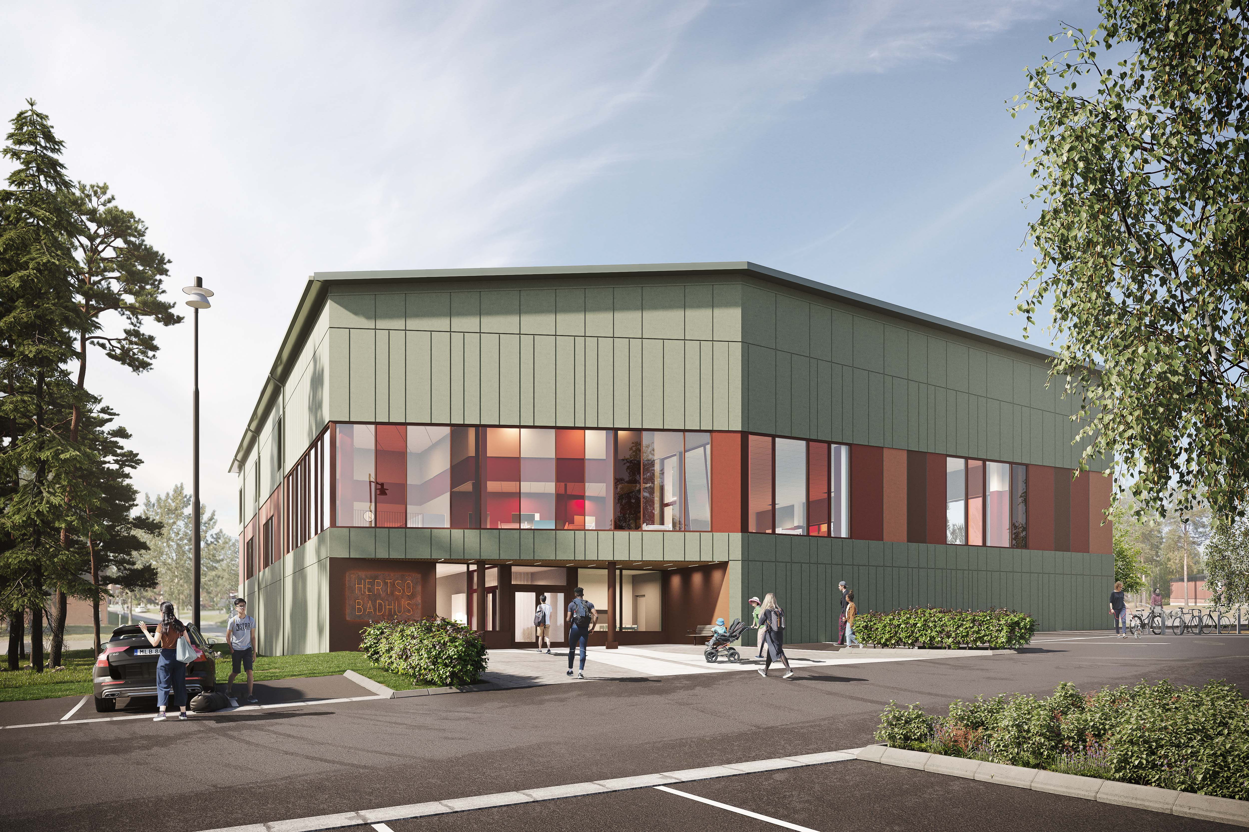 Bild på framtida Hertsöbadhus från utsidan.