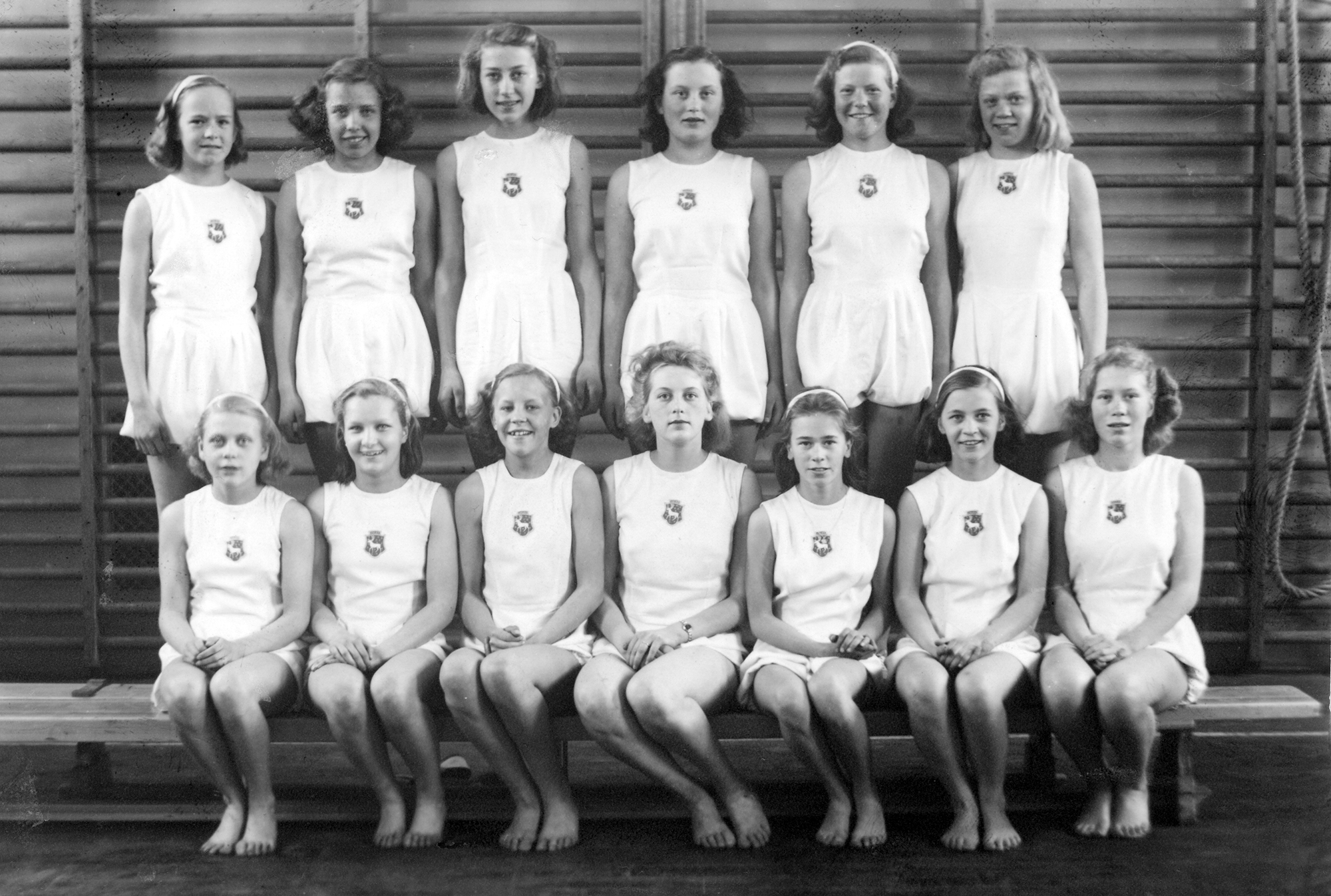 Gruppbild av gymnastikgrupp med flickor.