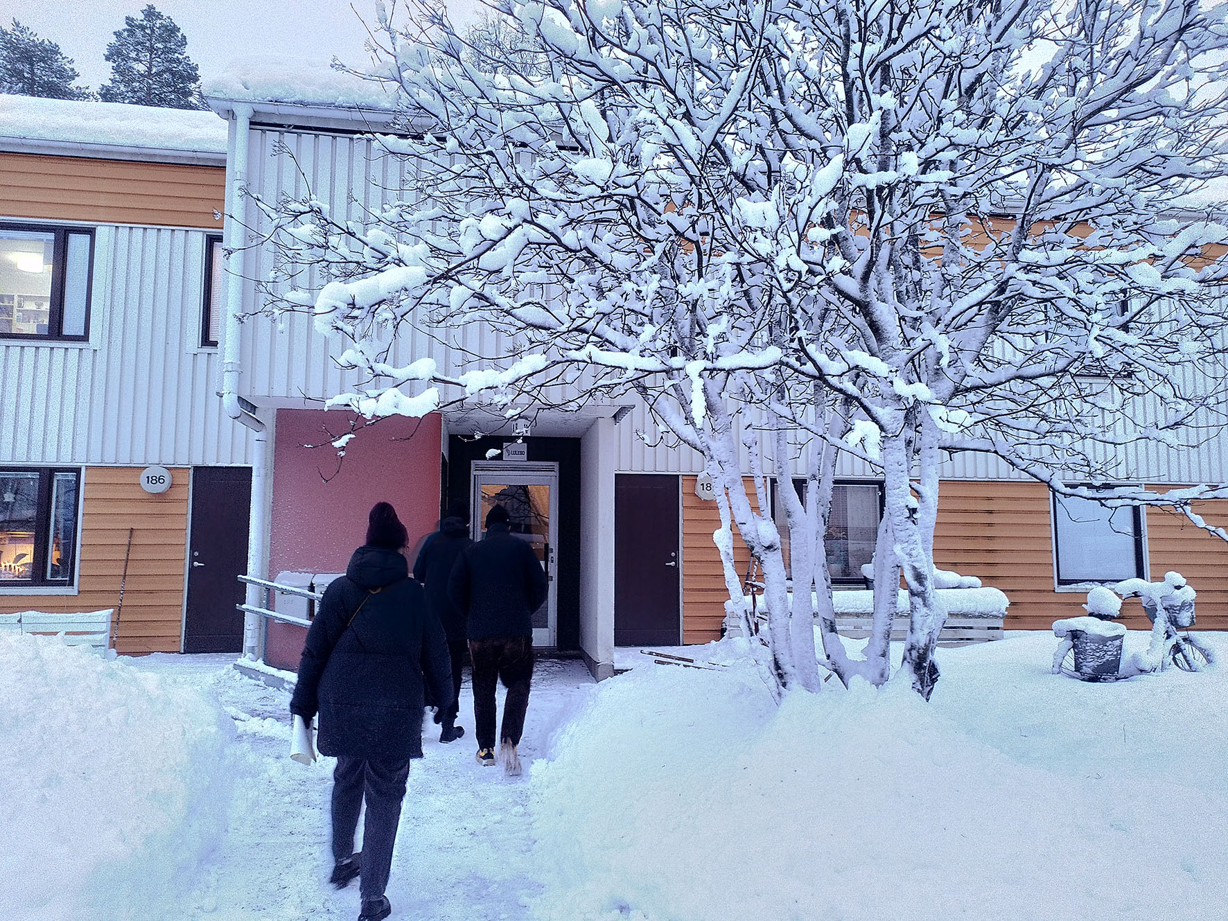 I projektet TNC Buildings i Luleå besökte en grupp på cirka tio personer veckan innan jul en av projektets piloter, den kommande renoveringen av tvåvåningshus på Lävägen på Björkskatan.