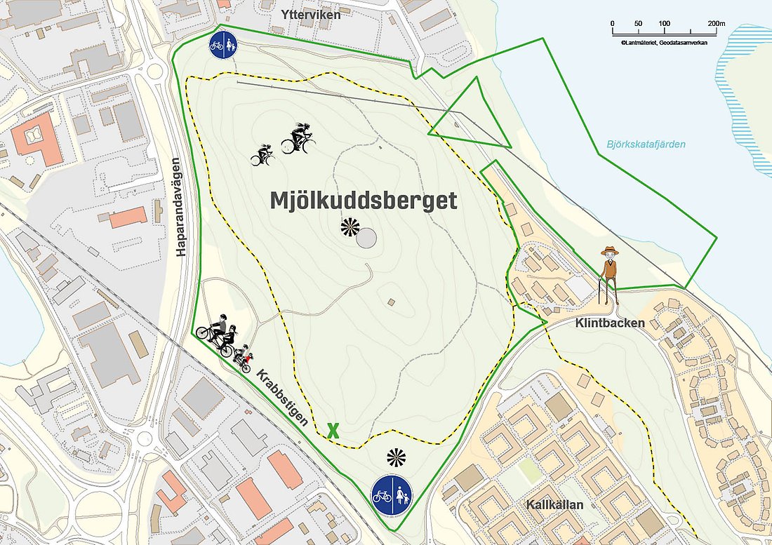 Karta över Mjölkuddsbergets naturreservat